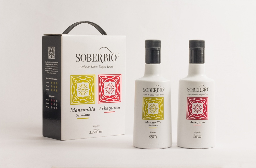 AOVE Virgen Extra Soberbio Estuche Manzanilla - Arbequina 2*500 ml