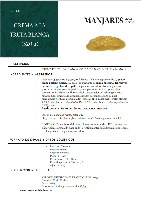 Crema Queso a la trufa Blanca 520 grs