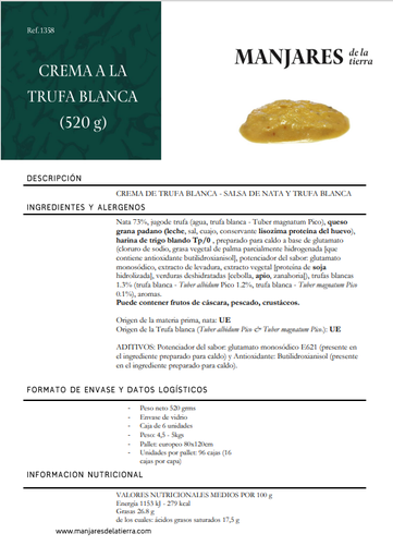 Crema Queso a la trufa Blanca 520 grs
